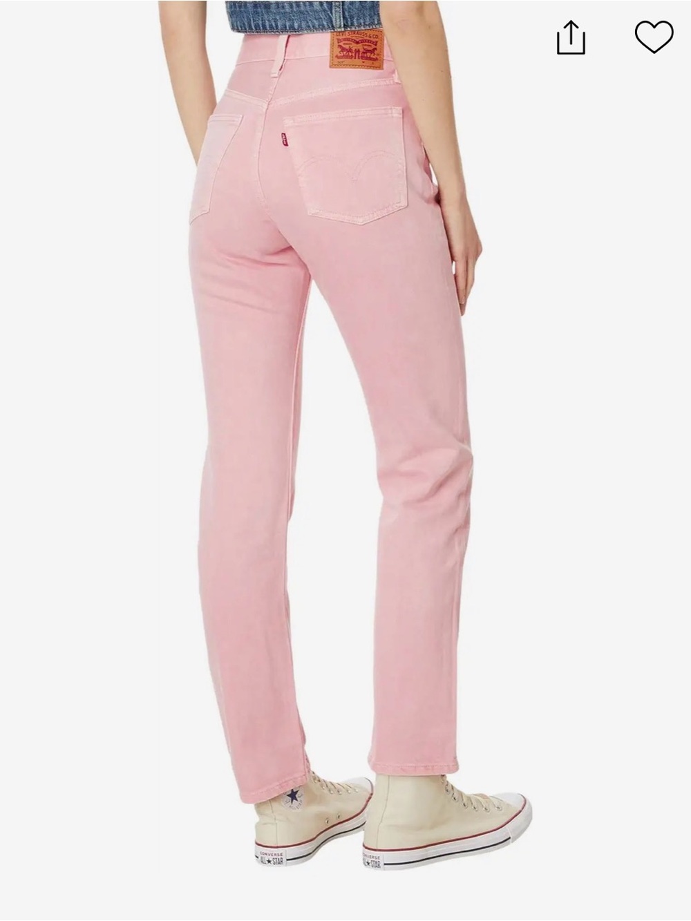 Levi's 501 Pink High-Rise Cropped Straight Leg Jeans